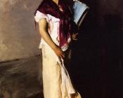 Italian Girl with Fan - 约翰·辛格·萨金特